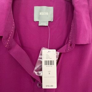 Maeve magenta blouse with neck cutouts